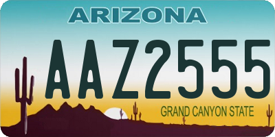 AZ license plate AAZ2555