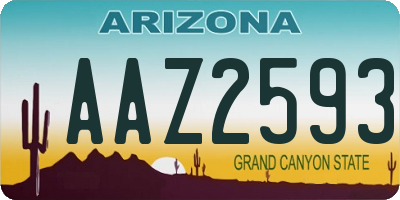 AZ license plate AAZ2593