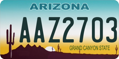 AZ license plate AAZ2703