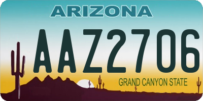 AZ license plate AAZ2706