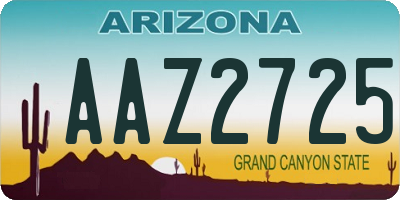 AZ license plate AAZ2725