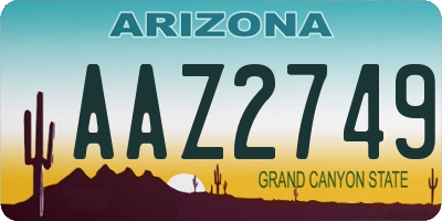AZ license plate AAZ2749