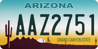 AZ license plate AAZ2751