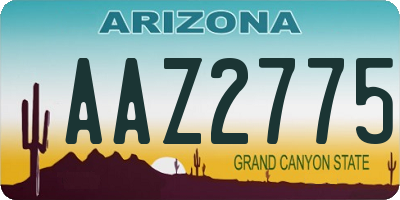 AZ license plate AAZ2775
