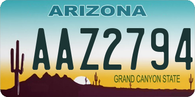 AZ license plate AAZ2794