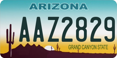 AZ license plate AAZ2829