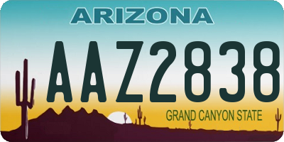 AZ license plate AAZ2838