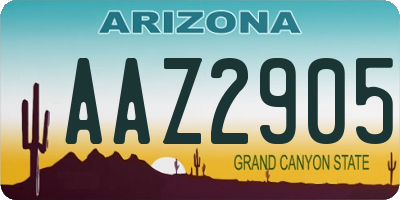 AZ license plate AAZ2905