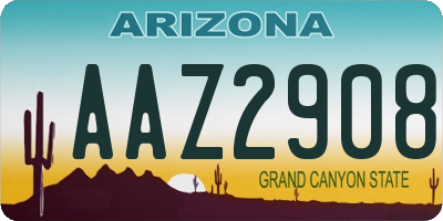 AZ license plate AAZ2908