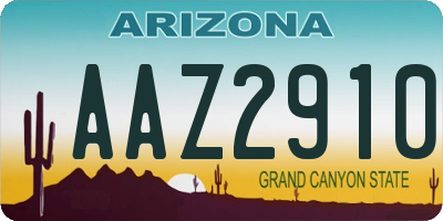 AZ license plate AAZ2910