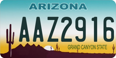AZ license plate AAZ2916