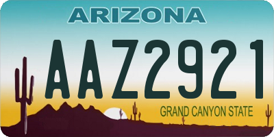 AZ license plate AAZ2921