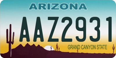 AZ license plate AAZ2931