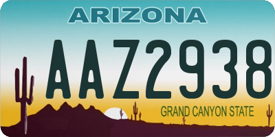 AZ license plate AAZ2938