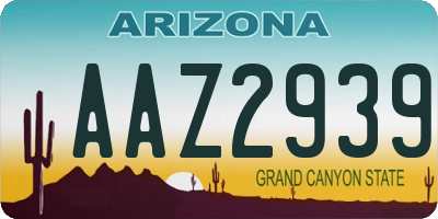 AZ license plate AAZ2939