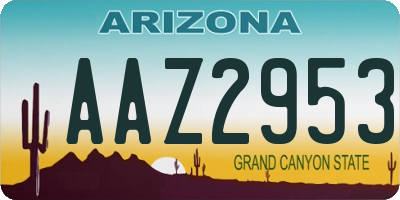 AZ license plate AAZ2953