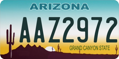 AZ license plate AAZ2972