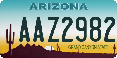 AZ license plate AAZ2982
