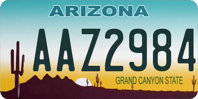 AZ license plate AAZ2984