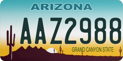 AZ license plate AAZ2988