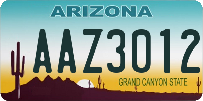 AZ license plate AAZ3012