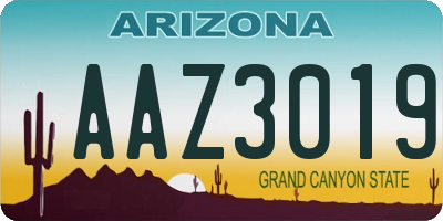 AZ license plate AAZ3019