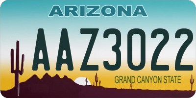 AZ license plate AAZ3022