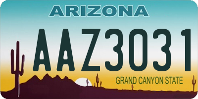AZ license plate AAZ3031