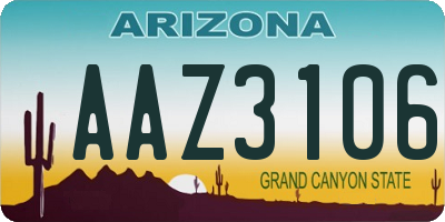 AZ license plate AAZ3106