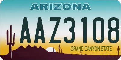 AZ license plate AAZ3108