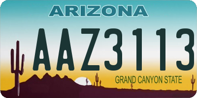 AZ license plate AAZ3113