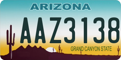 AZ license plate AAZ3138