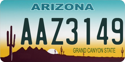 AZ license plate AAZ3149