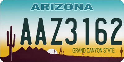 AZ license plate AAZ3162