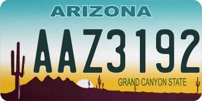 AZ license plate AAZ3192