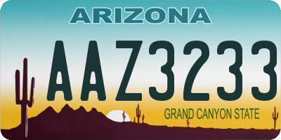 AZ license plate AAZ3233