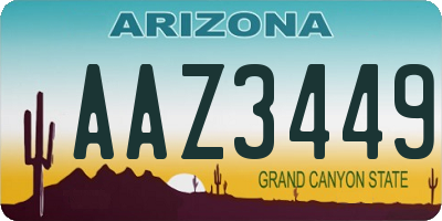 AZ license plate AAZ3449