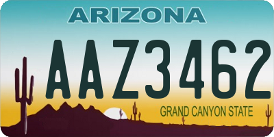 AZ license plate AAZ3462