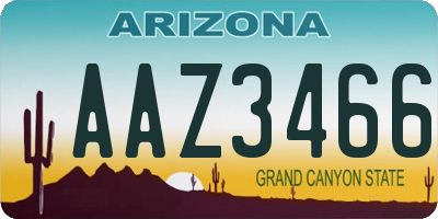 AZ license plate AAZ3466