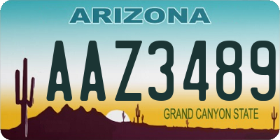 AZ license plate AAZ3489
