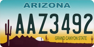AZ license plate AAZ3492