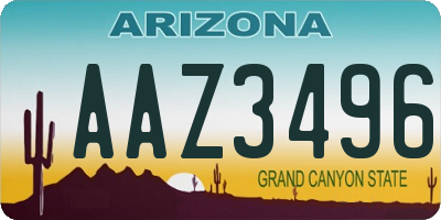 AZ license plate AAZ3496