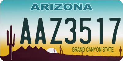 AZ license plate AAZ3517