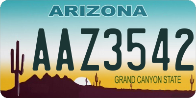AZ license plate AAZ3542