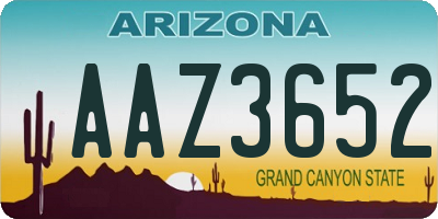 AZ license plate AAZ3652