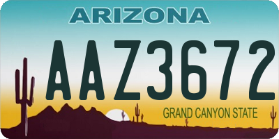 AZ license plate AAZ3672