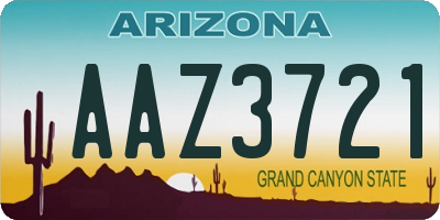AZ license plate AAZ3721