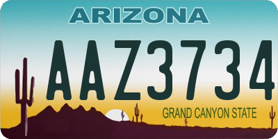 AZ license plate AAZ3734