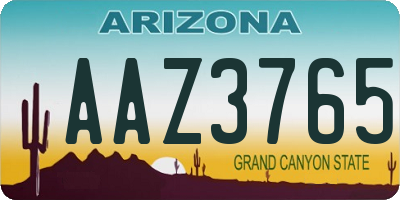 AZ license plate AAZ3765