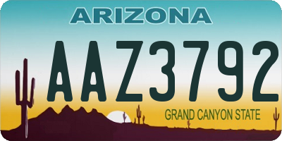 AZ license plate AAZ3792
